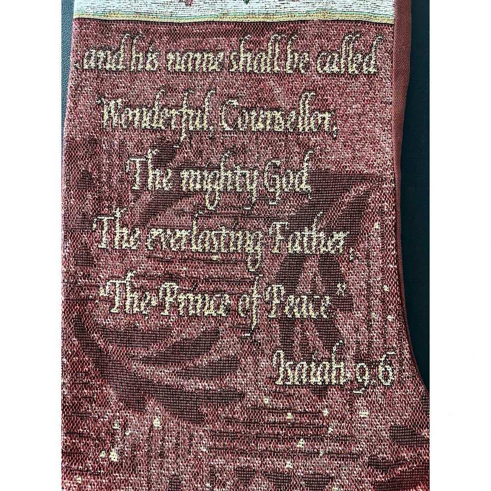 Manual Woodworkers & Weavers Jacquard Poinsettia Christmas Stocking USA NWT New